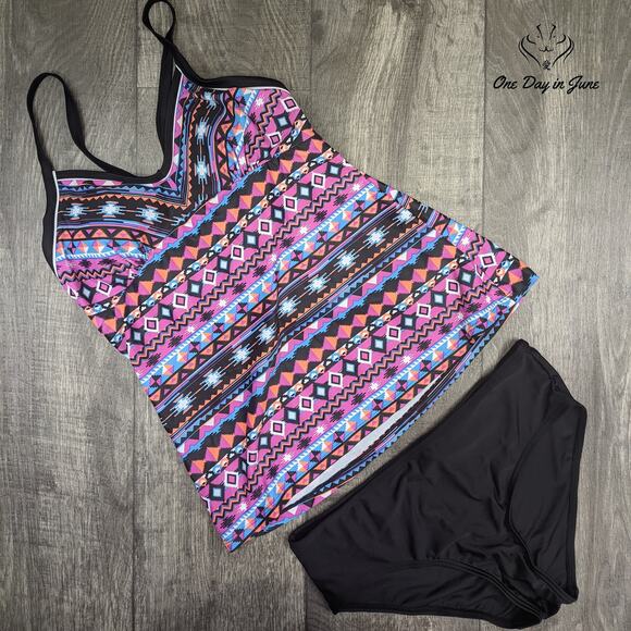 ALove Tribal Tankini Swimsuit Size L - Picture 4 of 5